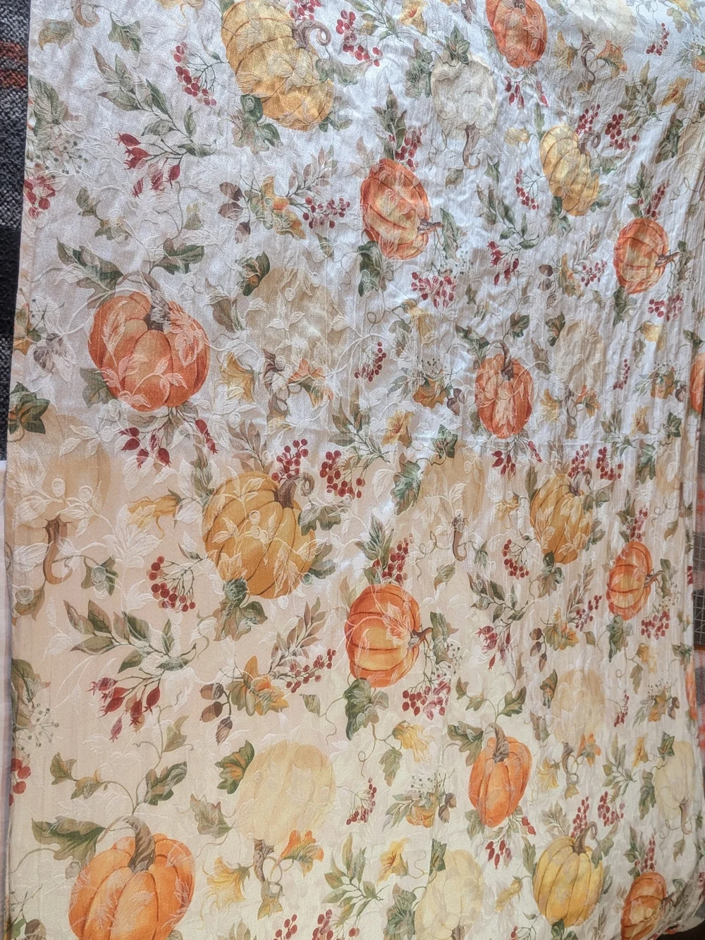 Autumn Harvest Pumpkin Print Cream/Orange Tablecloth 54x98